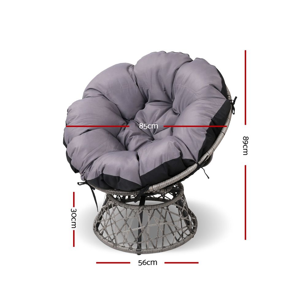 Papasan Chair Wicker Table Garden Furniture Grey