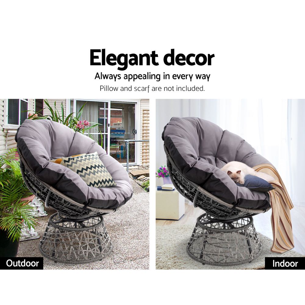 Papasan Chair Wicker Table Garden Furniture Grey