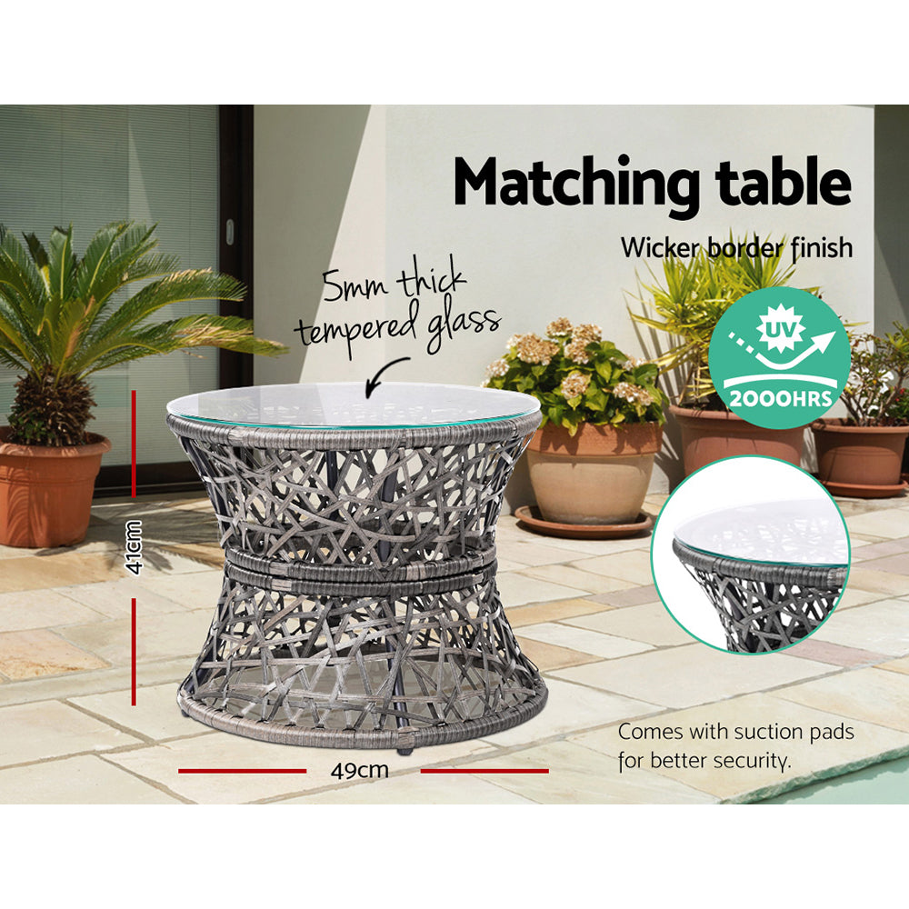 Papasan Chair Wicker Table Garden Furniture Grey