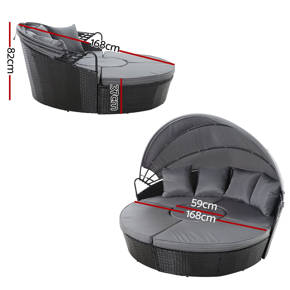 Sun Lounge Setting Wicker Lounger Day Bed Patio Outdoor Furniture 