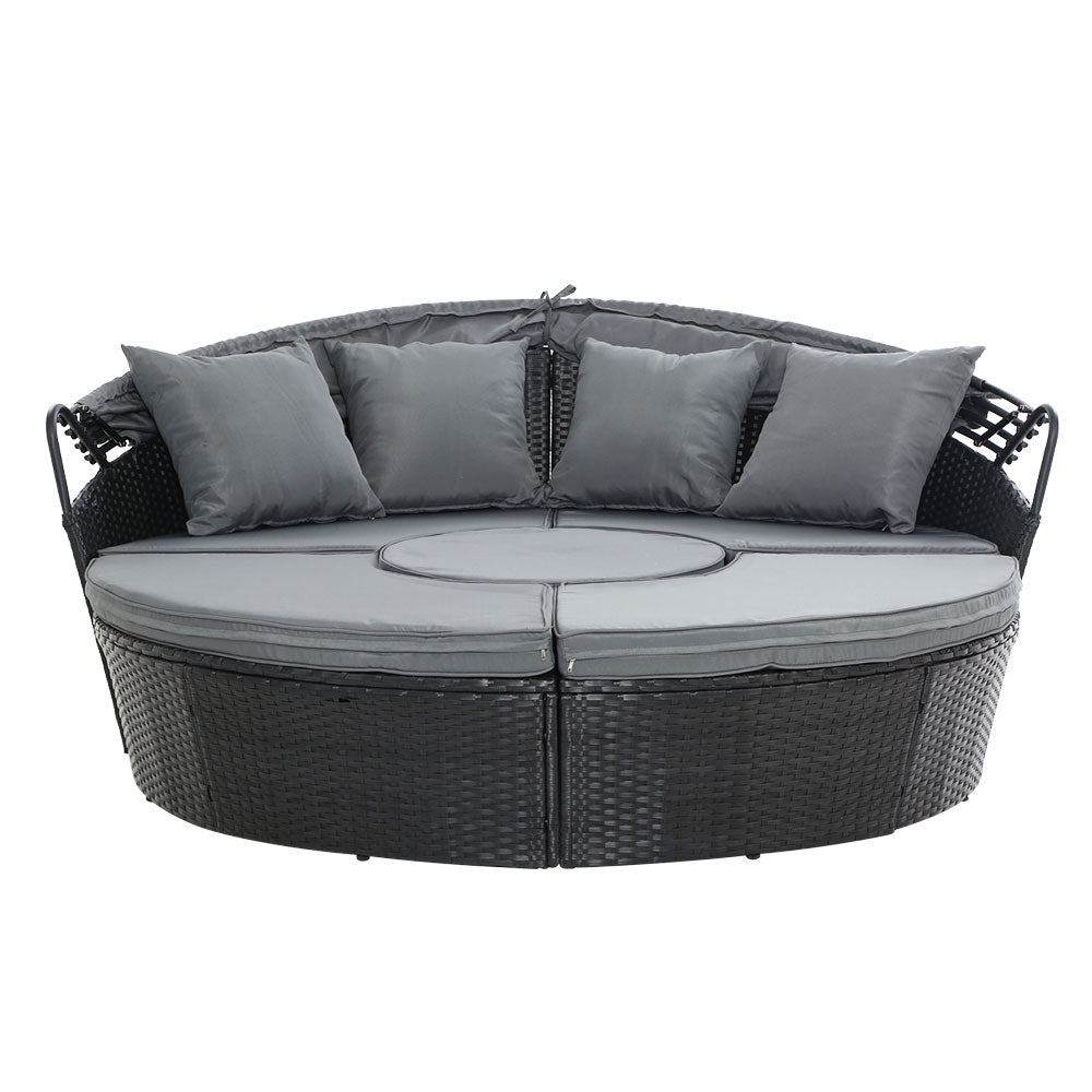 Sun Lounge Setting Wicker Lounger Day Bed Patio Outdoor Furniture 