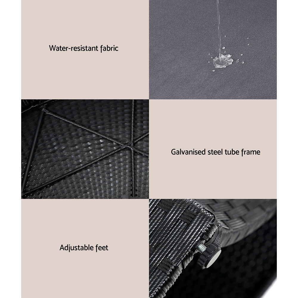 Sun Lounge Setting Wicker Lounger Day Bed Patio Outdoor Furniture 